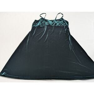 Vtg Roberta Dress Large Green‎ Velvet Mini Milkmaid Y2K Hoco Spaghetti Strap